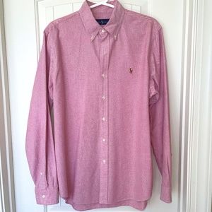 Ralph Lauren Button-down Men's Oxford Mauve/Pink Dress Shirt Large 100% Cotton